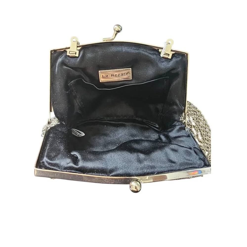 NWOT Black/Silver Crystal Beaded Handbag - La Regale